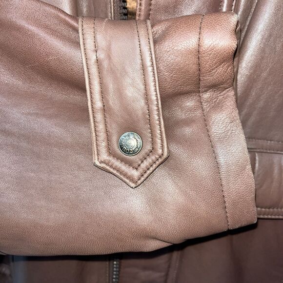 COUTURE by J. Park Leather Brown Coat Front Pockets Lamb Size 44 - Picture 9 of 13